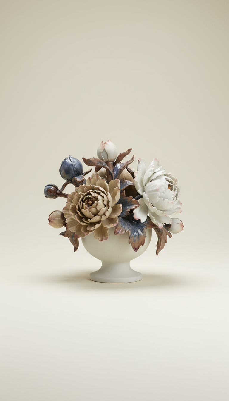 Porcelain Mist Peony Centerpiece Arrangement